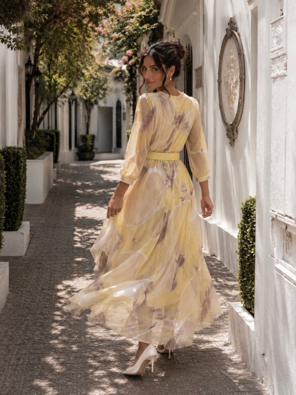 Dress London Chic maxi yellow-beige