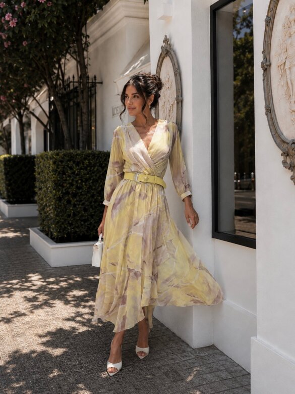 Dress London Chic maxi yellow-beige