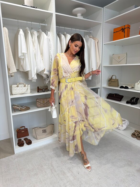 Dress London Chic maxi yellow-beige