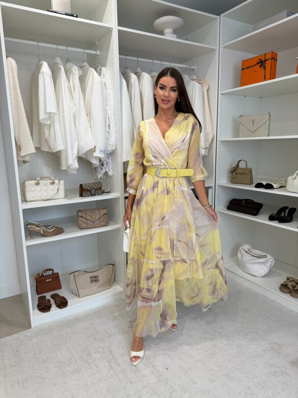 Dress London Chic maxi yellow-beige