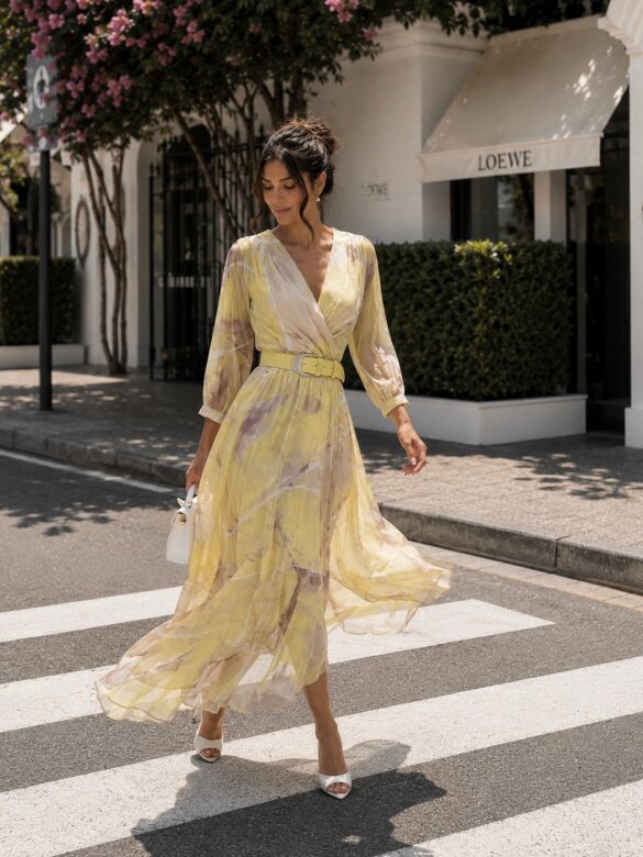 Dress London Chic maxi yellow-beige