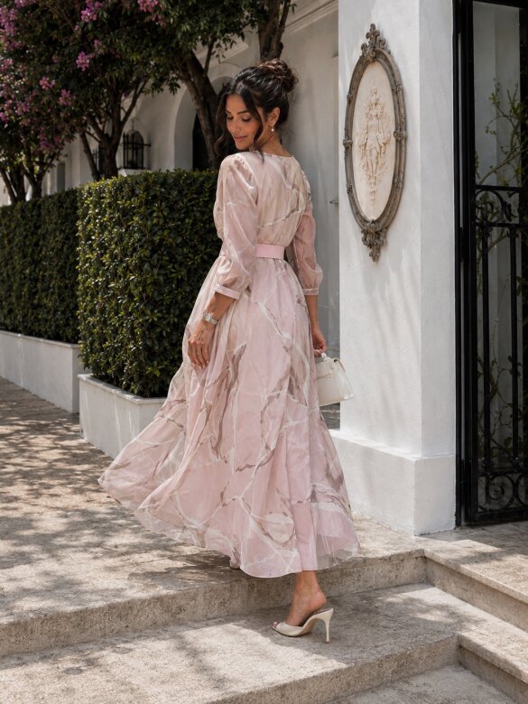 Sukienka London Chic maxi pudrowo-beżowa