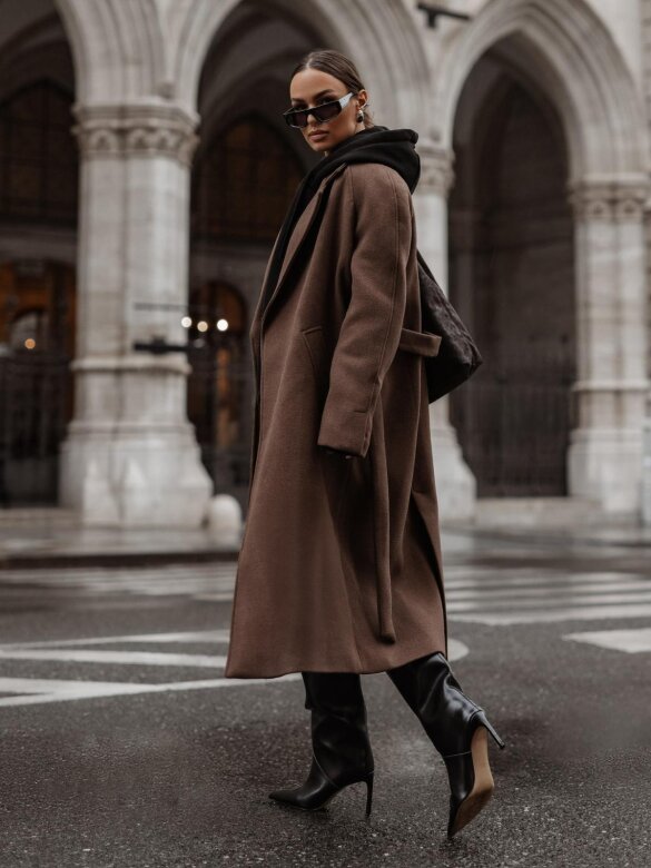 Płaszcz Osher II wiązany brązowy 