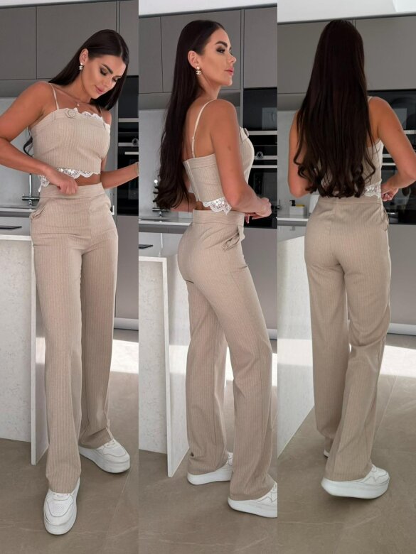 Komplet 2w1 Femme Glow z bawełną beżowy 