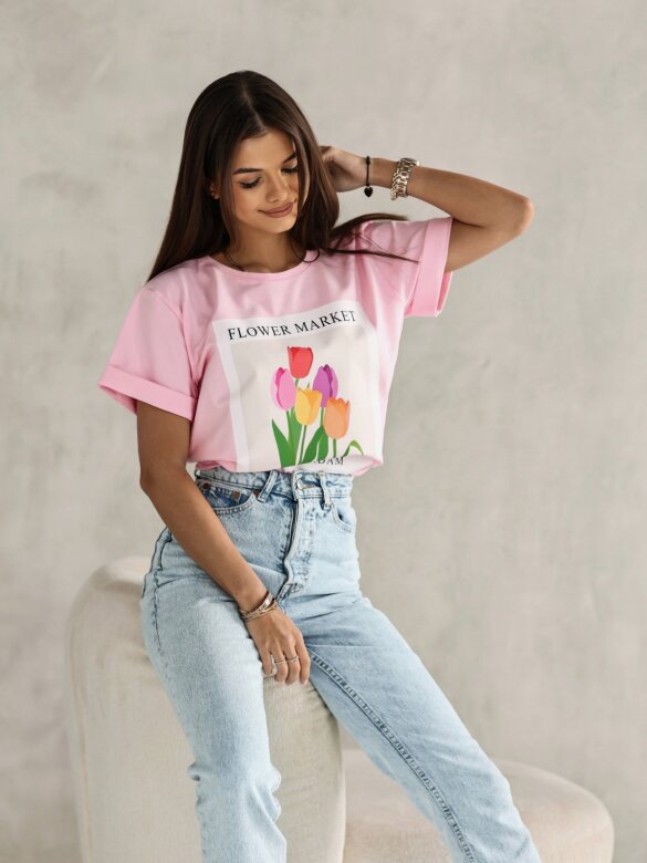 T-shirt Flower Market różowy
