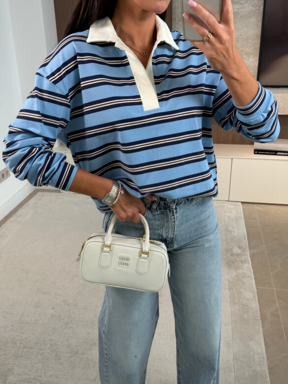 Bluzka Ivone błękitno-granatowa