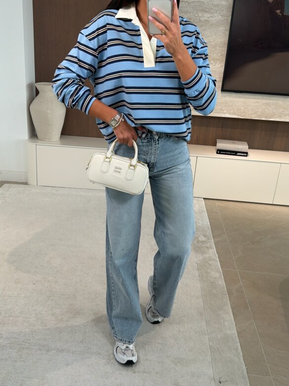 Bluzka Ivone błękitno-granatowa