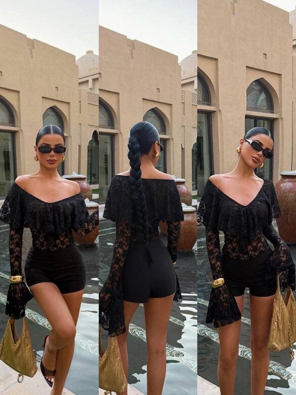 Body Bellucio koronkowe czarne