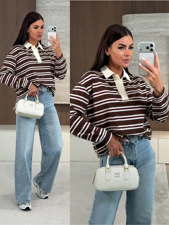 Bluzka Ivone czekoladowo-śmietankowa