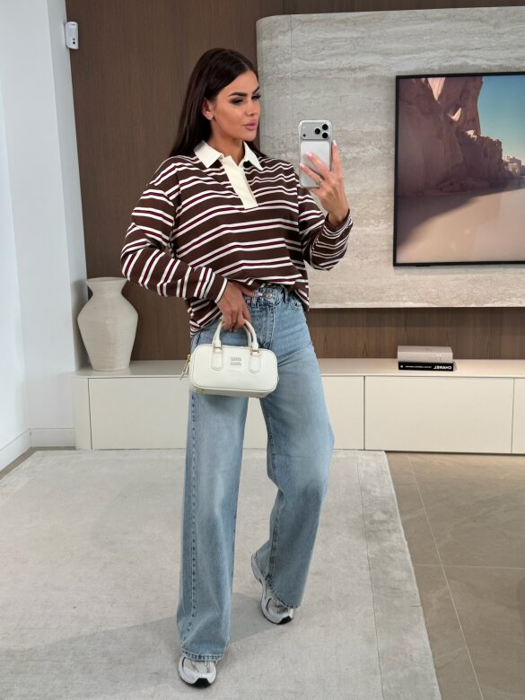 Bluzka Ivone czekoladowo-śmietankowa