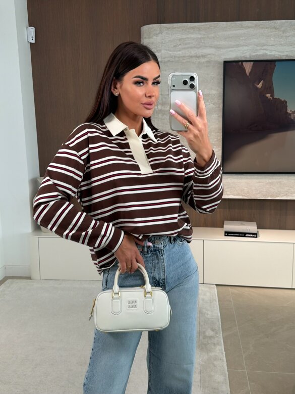 Bluzka Ivone czekoladowo-śmietankowa