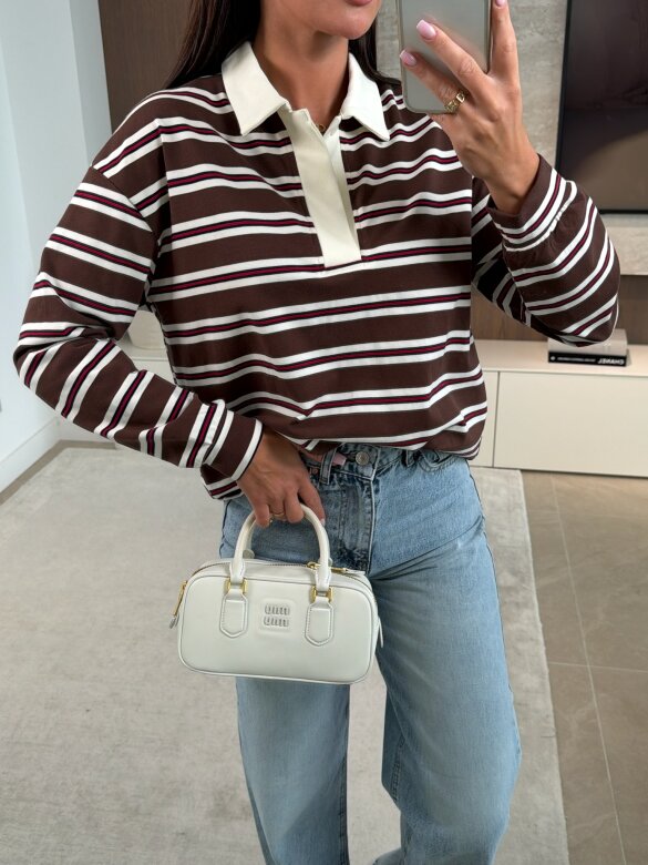 Bluzka Ivone czekoladowo-śmietankowa