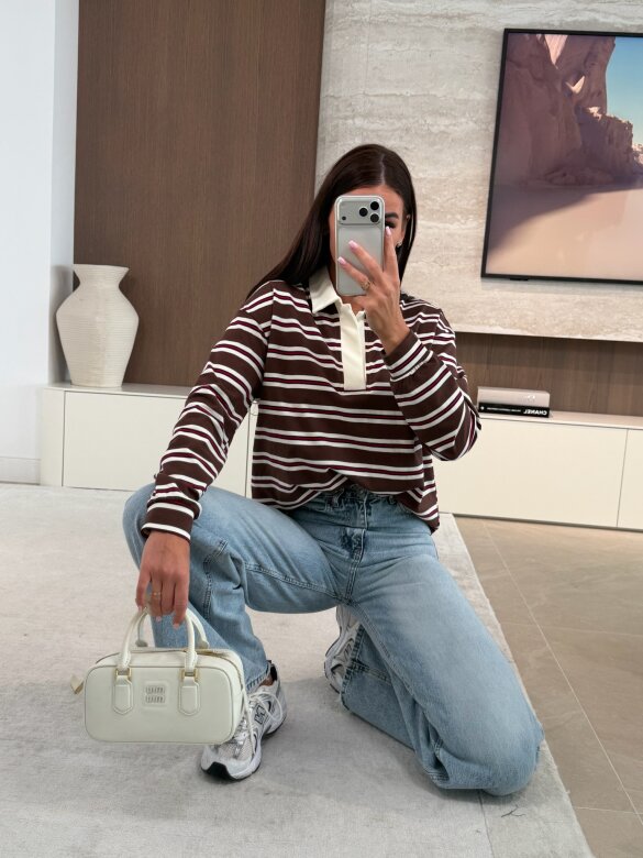 Bluzka Ivone czekoladowo-śmietankowa