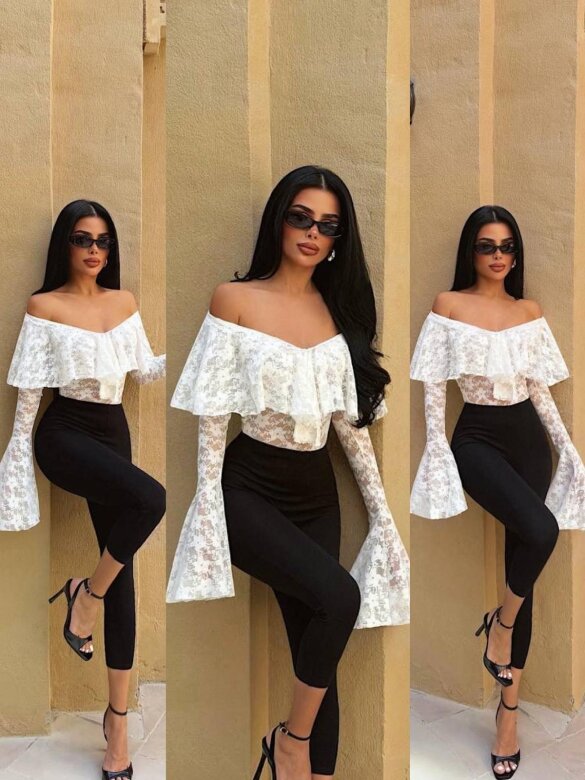 Body Bellucio koronkowe białe 