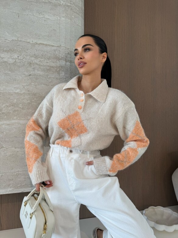 Sweter Carro z domieszką wełny jasnobeżowy 