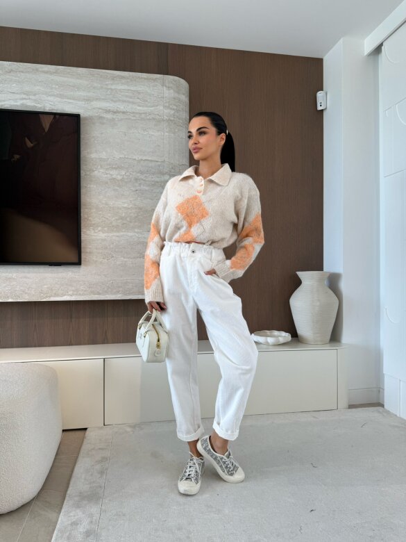 Sweter Carro z domieszką wełny jasnobeżowy 