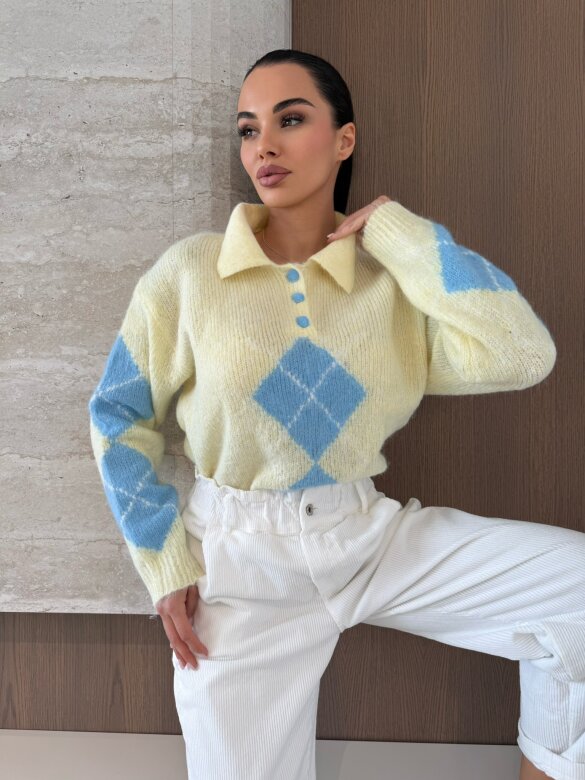 Sweter Carro z domieszką wełny cytrynowy