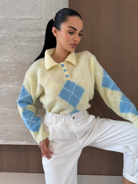 Sweter Carro z domieszką wełny cytrynowy