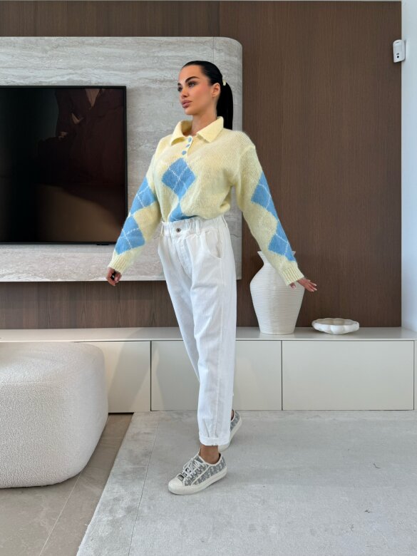 Sweter Carro z domieszką wełny cytrynowy