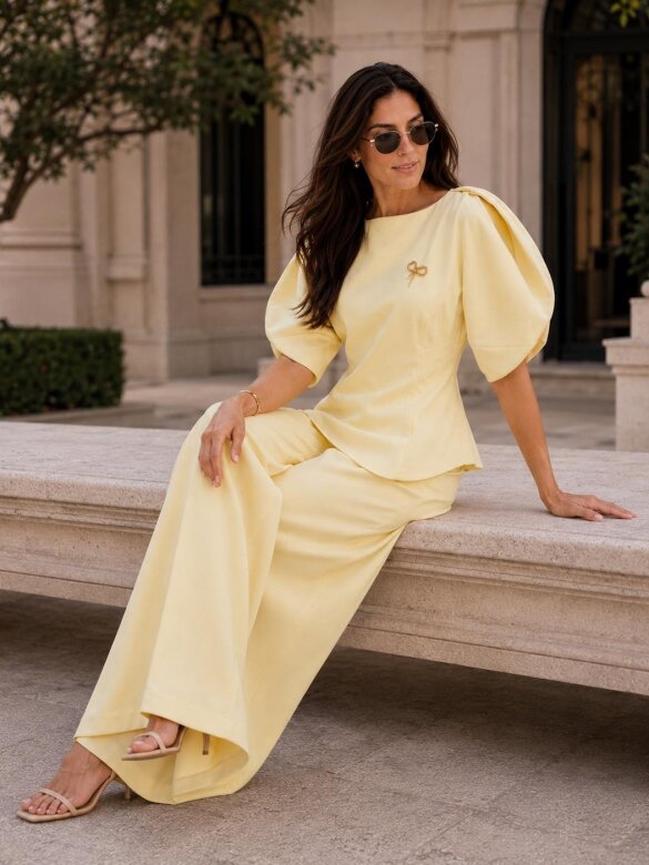 Trousers Viora butter yellow 