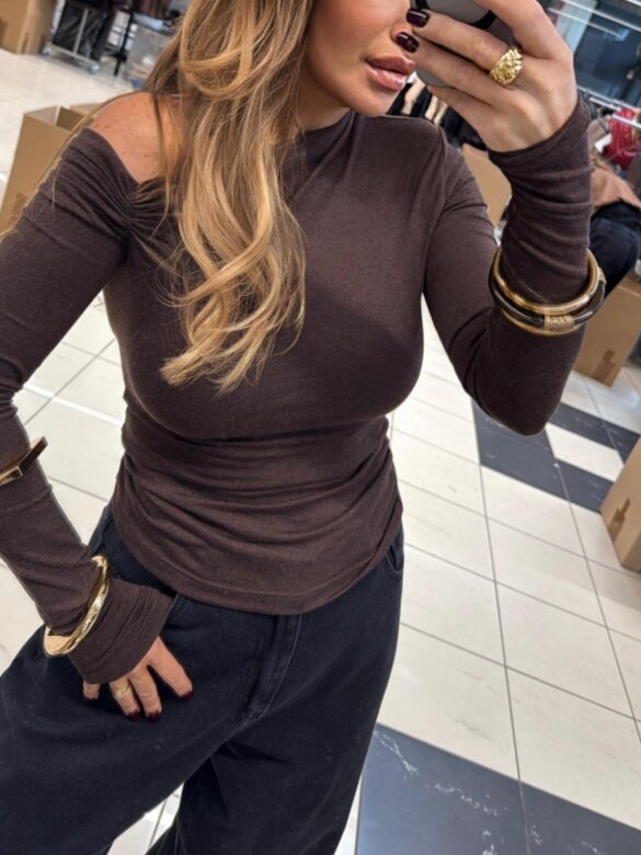 Bluzka Josefina marszczona czekoladowa 