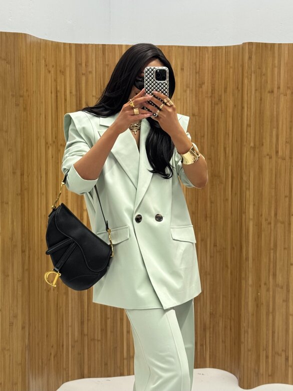 Blazer Fashion Outline with viscose matcha