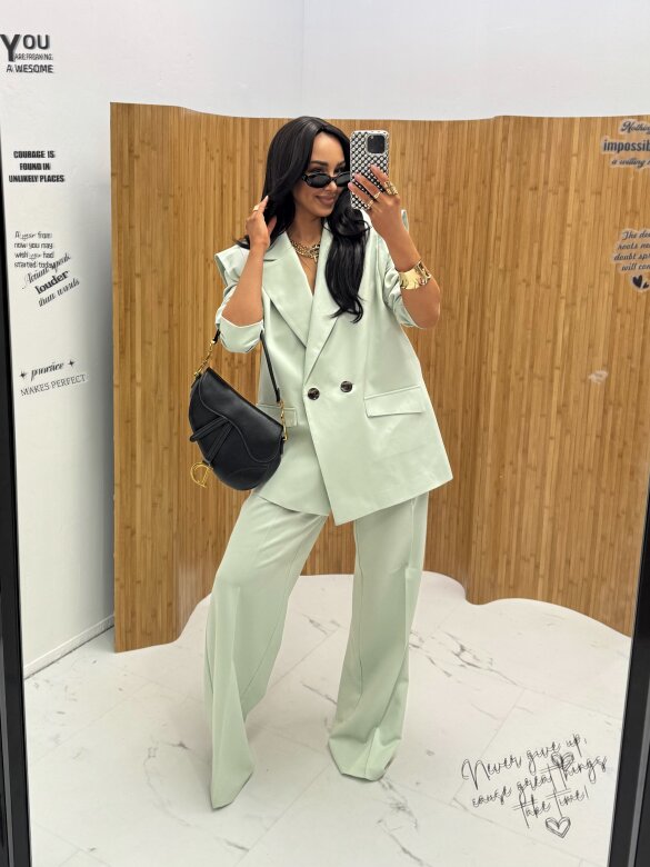 Blazer Fashion Outline with viscose matcha