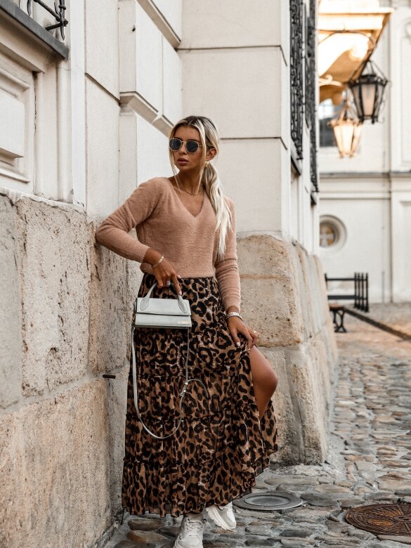 Spódnica Forever Wild maxi karmelowo-czarna