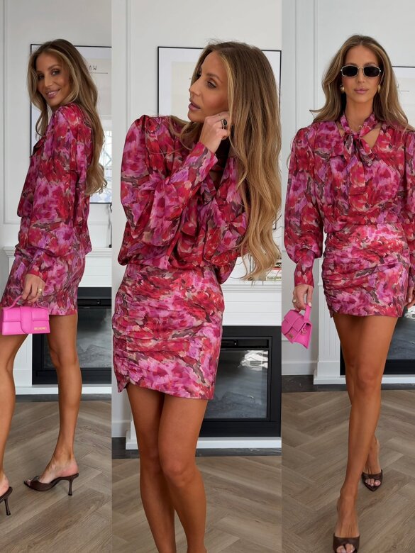 Spódniczka Vivienne w print różowo-fuksja