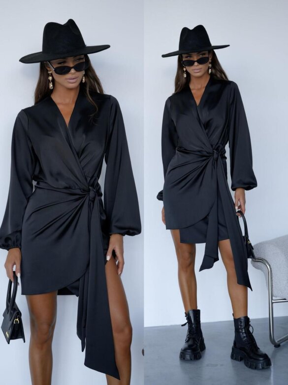 Dress Veloria with binding black