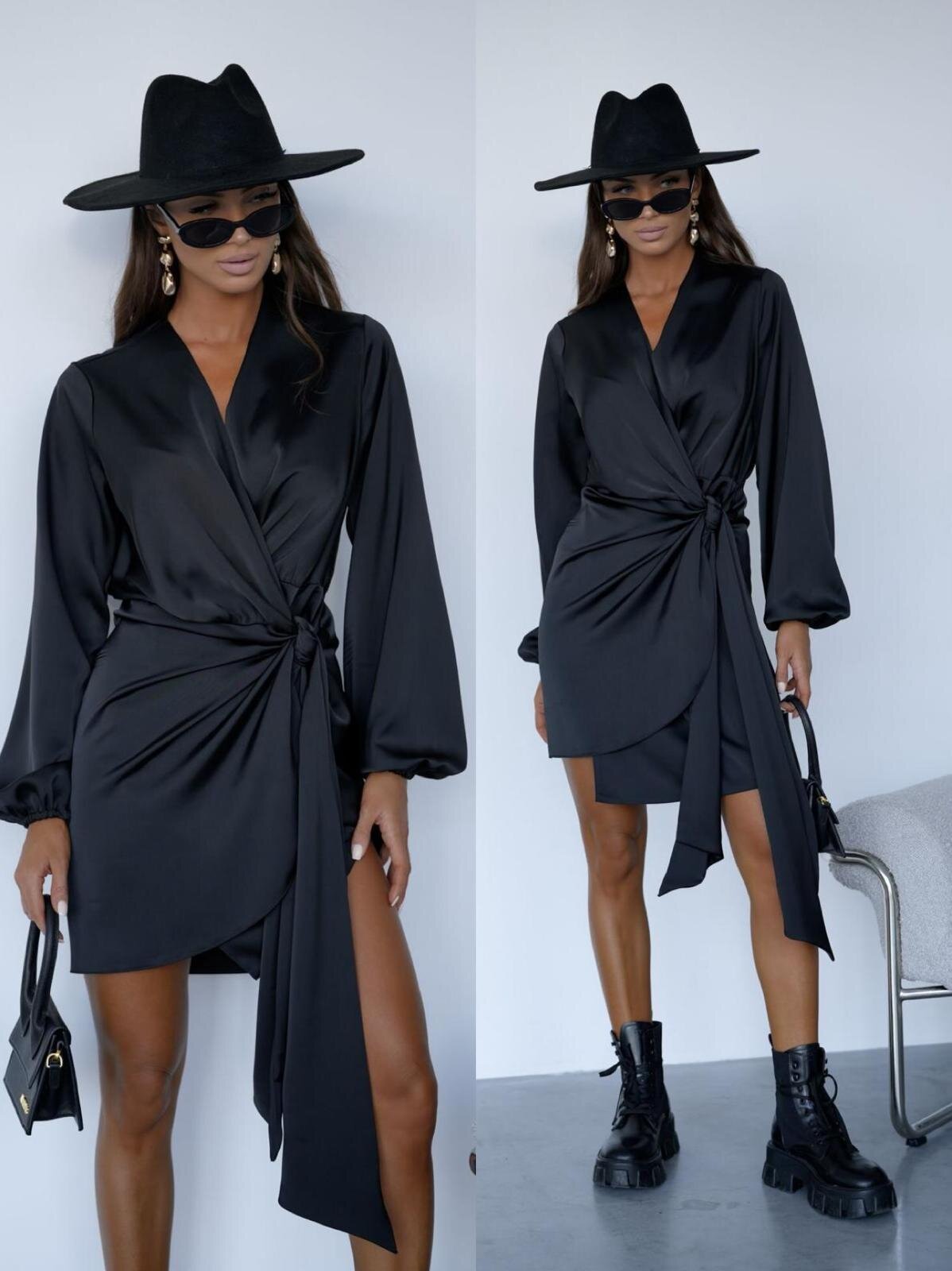 Sukienka Veloria z wiązaniem czarna