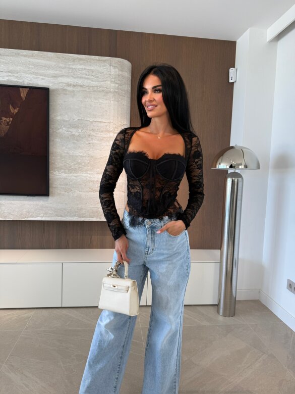 Top Bellanova koronkowy czarny