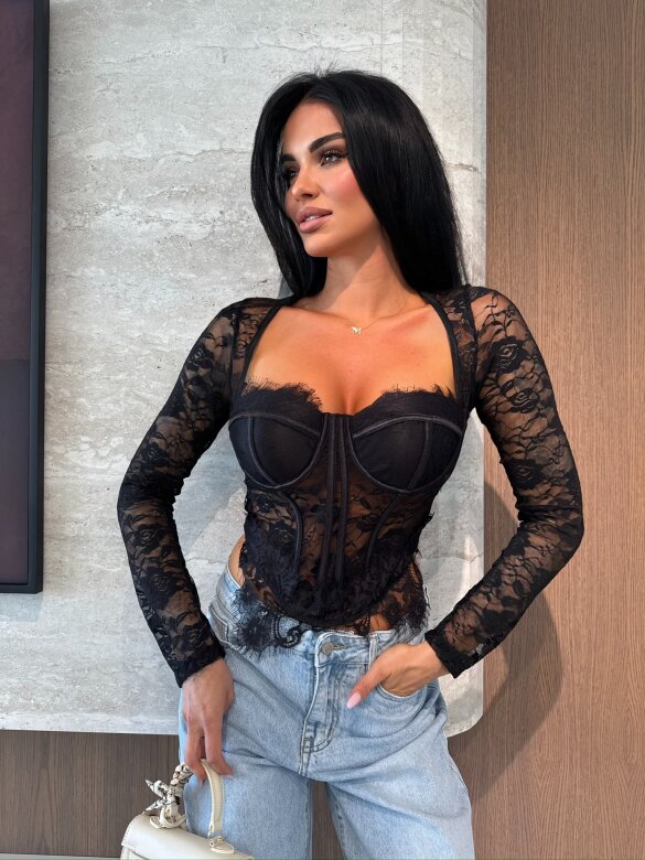 Top Bellanova koronkowy czarny