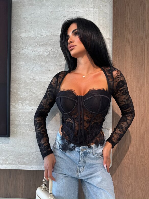 Top Bellanova koronkowy czarny