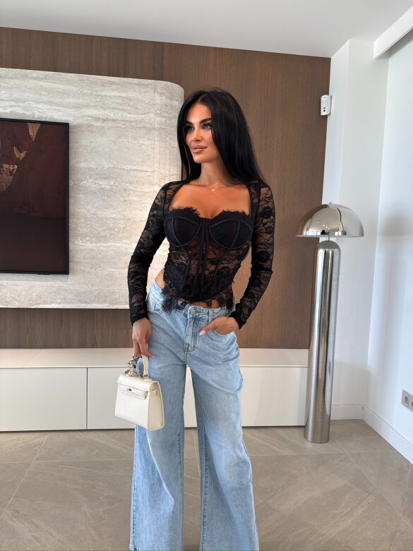 Top Bellanova koronkowy czarny