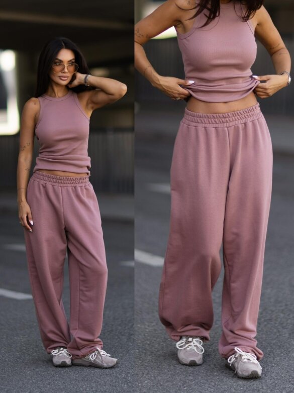Trousers Ameris cotton dirty pink