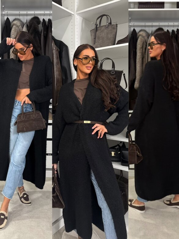 Kardigan Amberelle z wełną i alpaką czarny