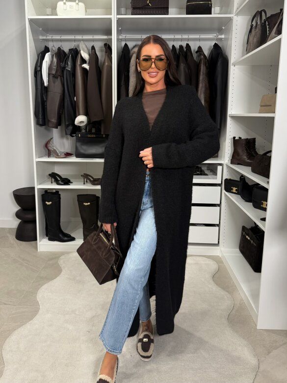 Kardigan Amberelle z wełną i alpaką czarny