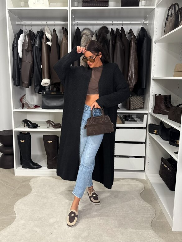 Kardigan Amberelle z wełną i alpaką czarny