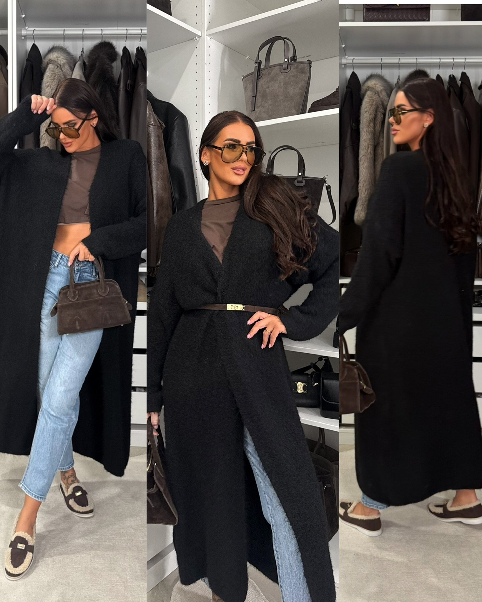 Kardigan Amberelle z wełną i alpaką czarny