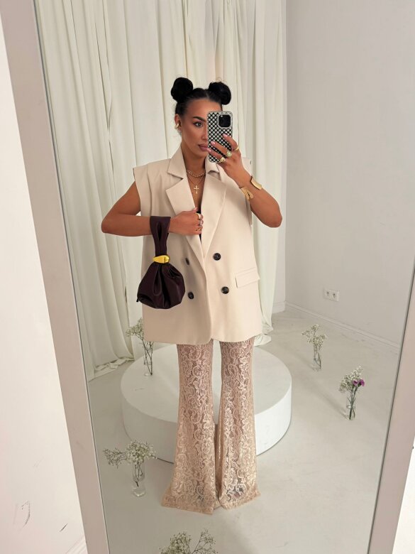 Trousers Maserato lace with viscose nude