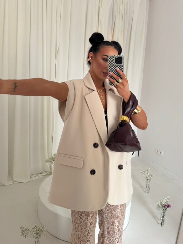 Trousers Maserato lace with viscose nude