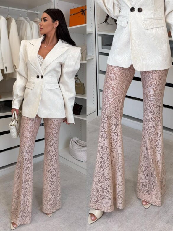 Trousers Maserato lace with viscose nude
