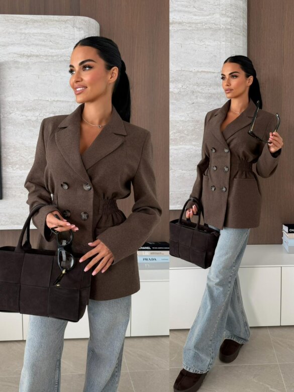 Marynarka Rosaria z wełną brązowa