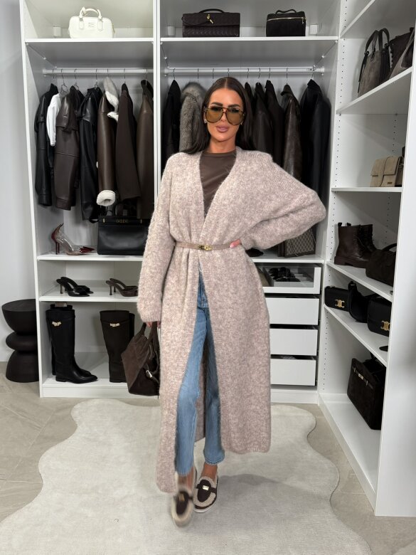 Kardigan Amberelle z wełną i alpaką melanż beż