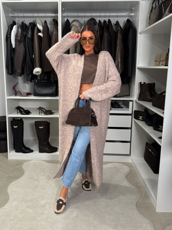 Kardigan Amberelle z wełną i alpaką melanż beż