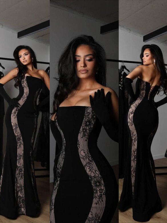 Dress Galena black-beige