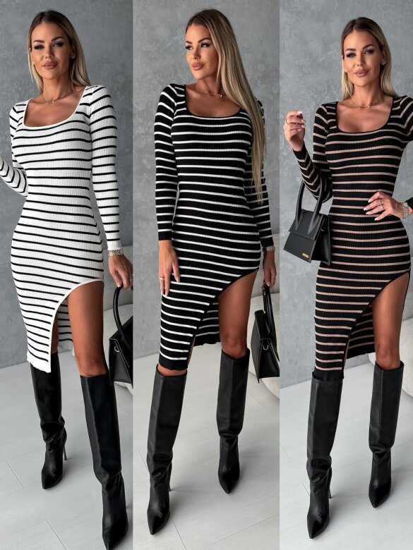 Sukienka Ribbed czarno-karmelowa