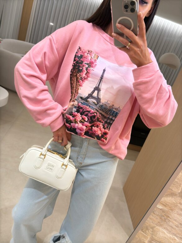 Bluza Eiffel Tower różowa