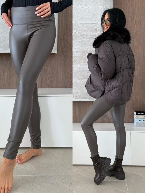 Legginsy Soleiro woskowane czekoladowe